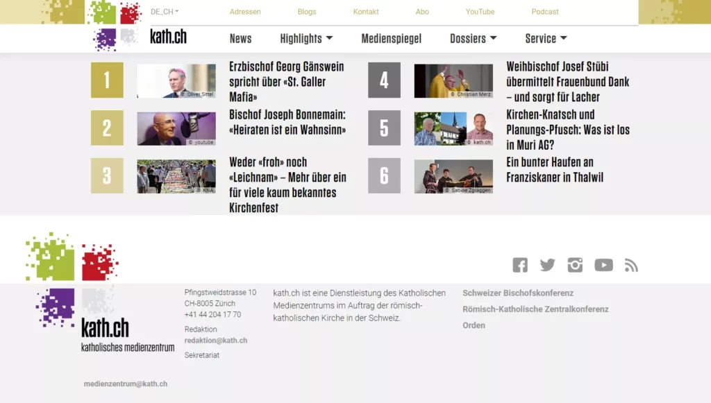 Les Évêques suisses envisagent de mettre fin à leur collaboration avec kath.ch