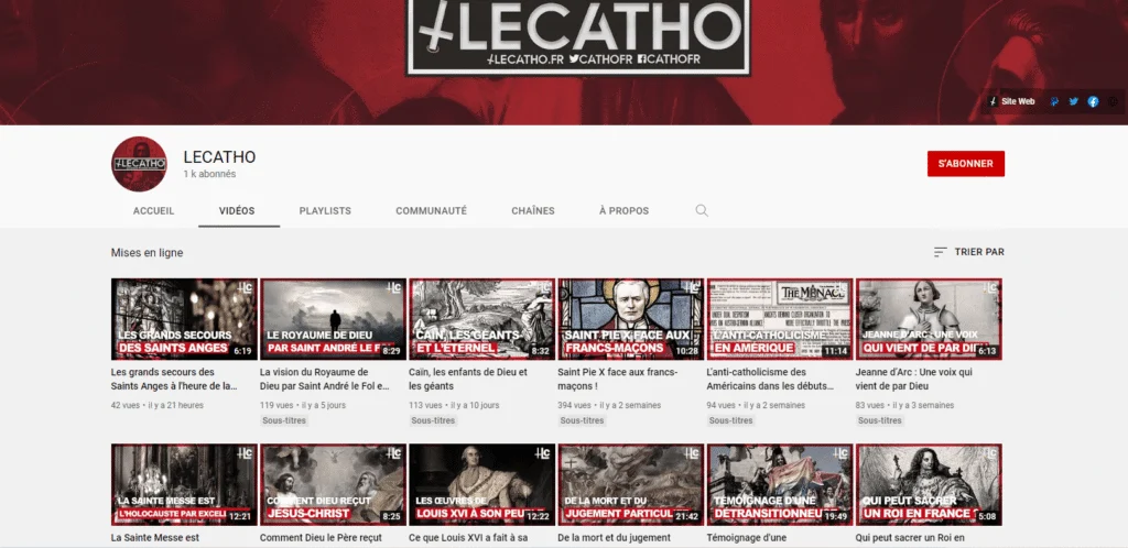 La chaîne YouTube Lecatho.fr vient de dépasser les 1000 abonnés